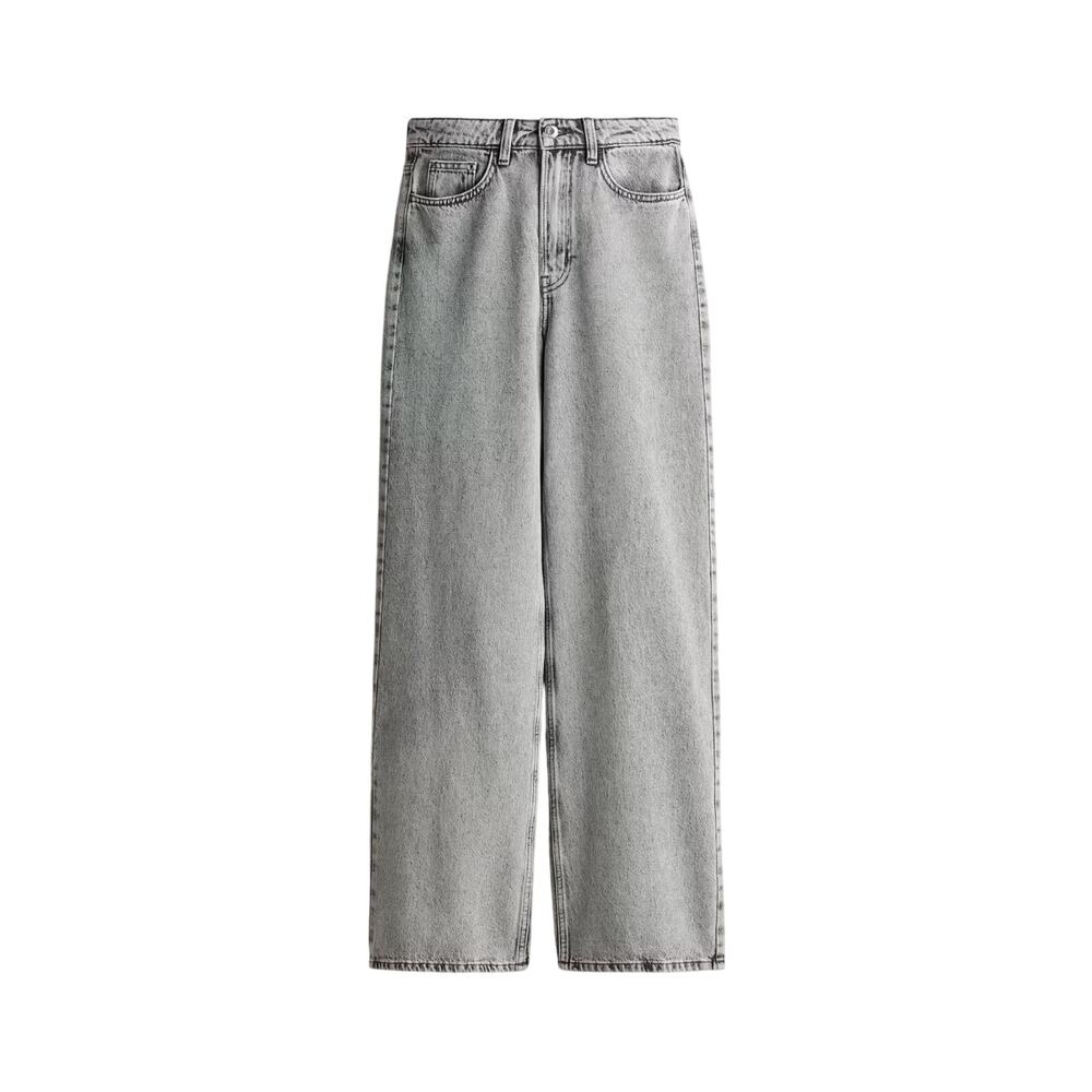H&M womens wide leg  jeans gray black  zs 12 regular waist taille standard